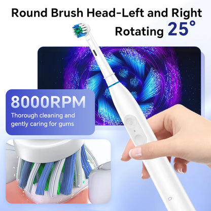 Dual-Button Electric Rotating Toothbrush with 5 Cleaning Modes and Smart Timer