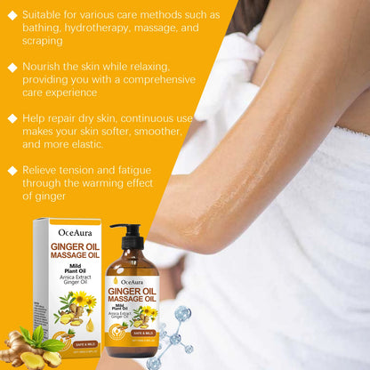 Natural Ginger & Arnica Muscle Relief Massage Oil for Deep Tissue Body Relaxation