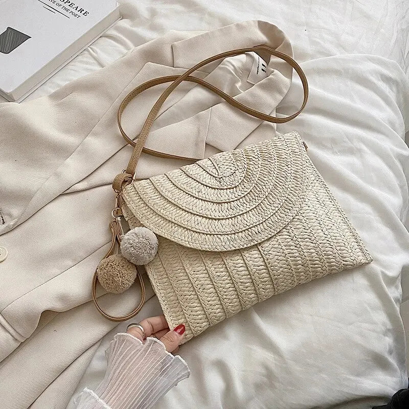 Luxury Woven Straw Beach Clutch