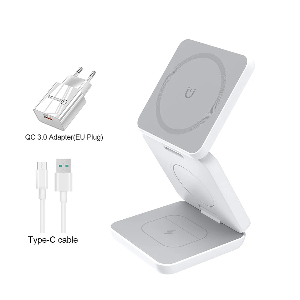 3-in-1 Foldable Magnetic Wireless Charging Station for Apple Devices