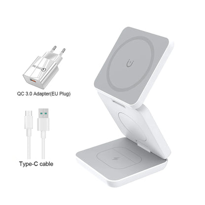 3-in-1 Foldable Magnetic Wireless Charging Station for Apple Devices
