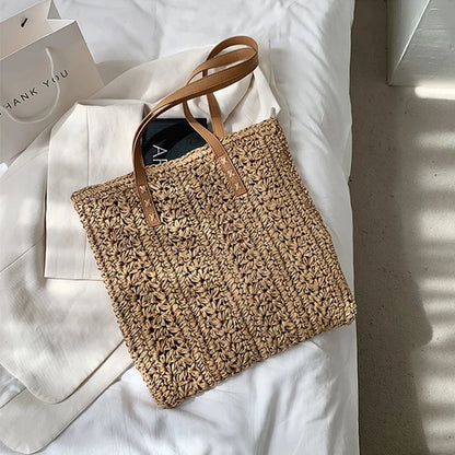 Luxury Bohemian Straw Beach Tote
