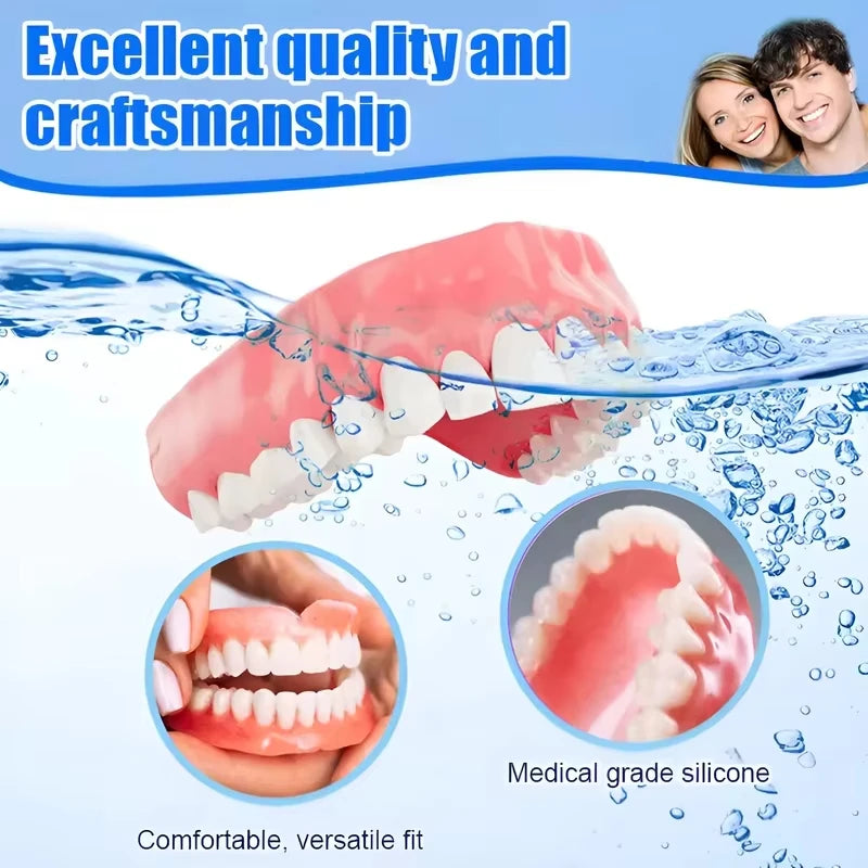 Full Mouth Denture Set with Premium Storage Case and Dental Cleaning Tools