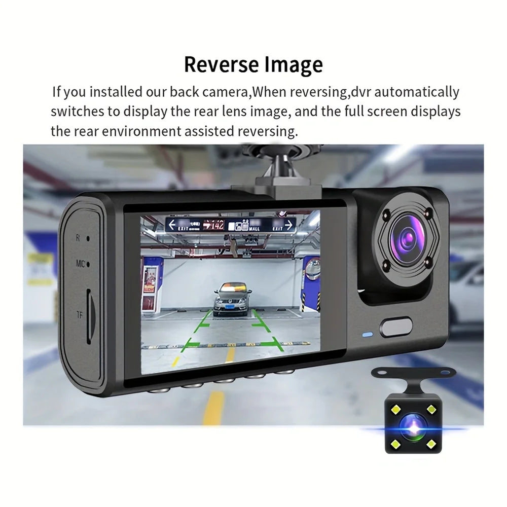 3-Lens 1080P Dash Cam with IR Night Vision, Loop Recording & G-Sensor - 6