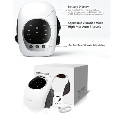 3-in-1 Cordless Knee Massager - Adjustable Vibration & Heat Therapy for Pain Relief
