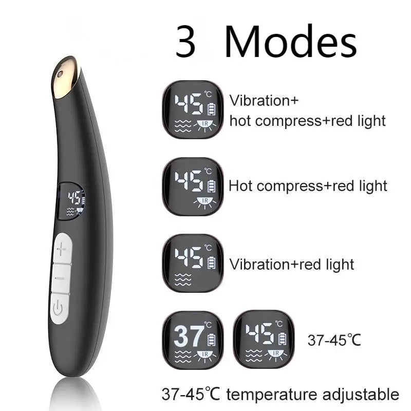 3-in-1 LED Eye Lift Wand: Heated Vibration Massager for Dark Circles & Puffiness - 3