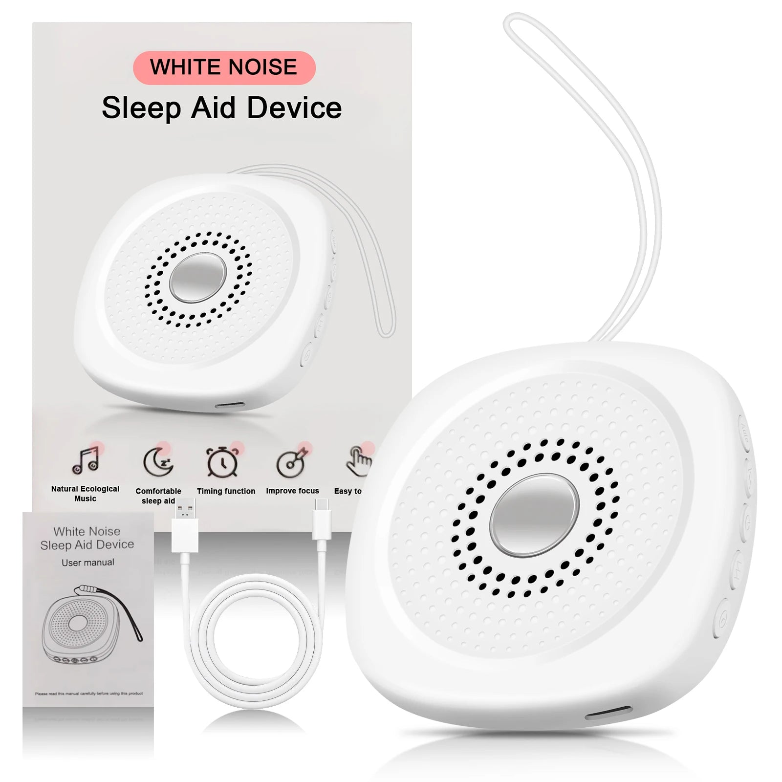 Portable White Noise Sound Machine - Sleep Aid for Babies and Adults - 17