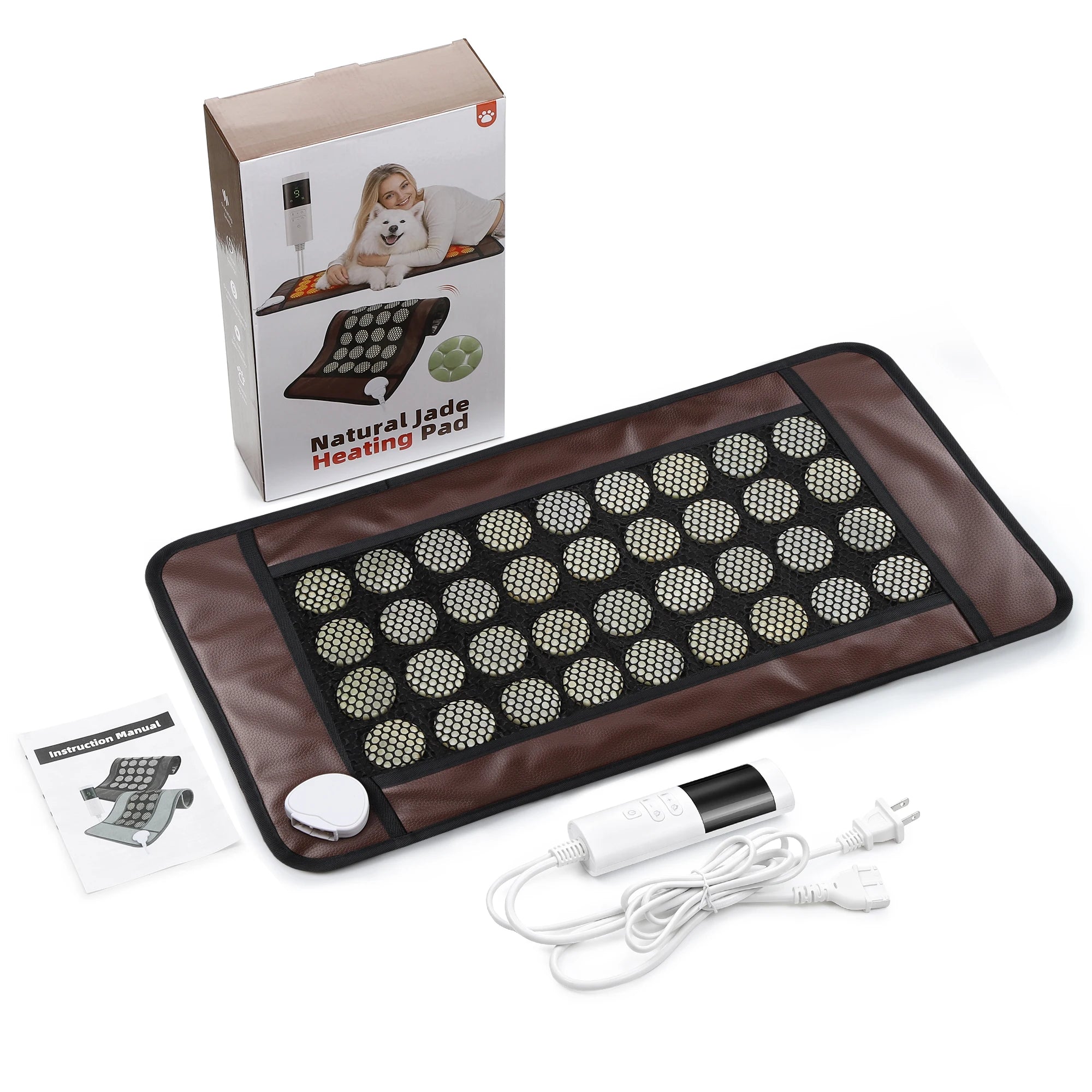Jade Stone Heating Pad - Double Sided Heated Seat Cushion for Back & Body Pain - 20