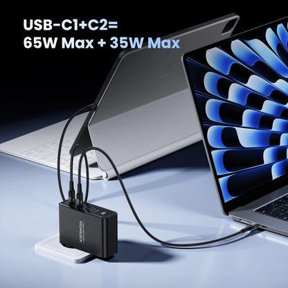 100W GaN 4-Port Fast USB-C Charger - PD 3.0 Laptop & Phone Power Adapter