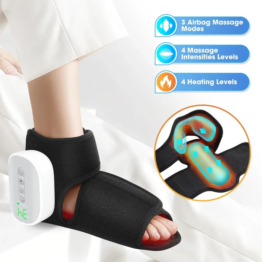 Dual-Airbag Electric Heated Foot and Ankle Massager for Pain Relief