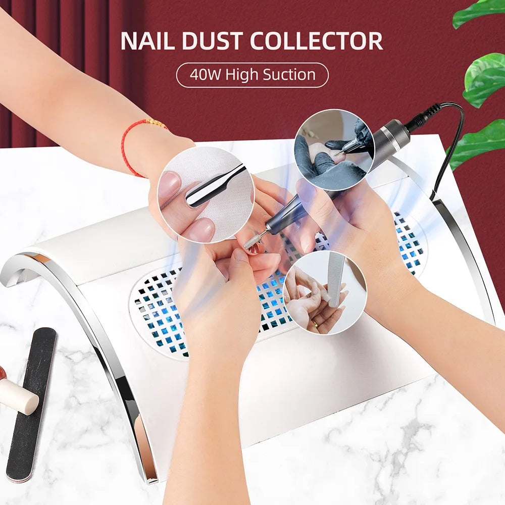 3-Fan Nail Dust Collector - 40W Professional Manicure Vacuum - 3