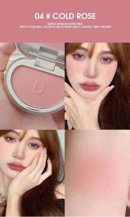 Natural Matte Face Blush & Highlighter Compact - Long-Lasting Glow Palette