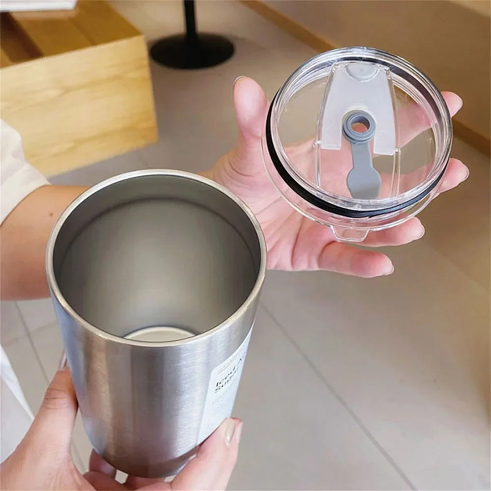 600ml Insulated Stainless Steel Coffee Mug with Straw – Leak-Proof Thermos