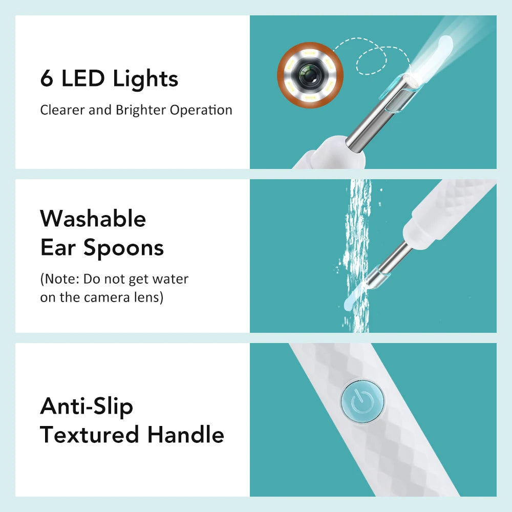 2-in-1 Visual Ear Wax Cleaner with HD Camera and Precision Tweezers - 11