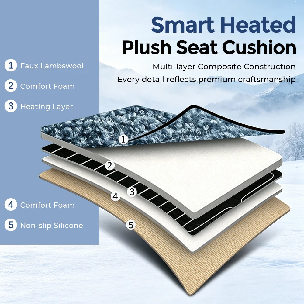 Heated Car Seat Cover - Universal Plush Cushion with Rapid Heating for Winter - 8