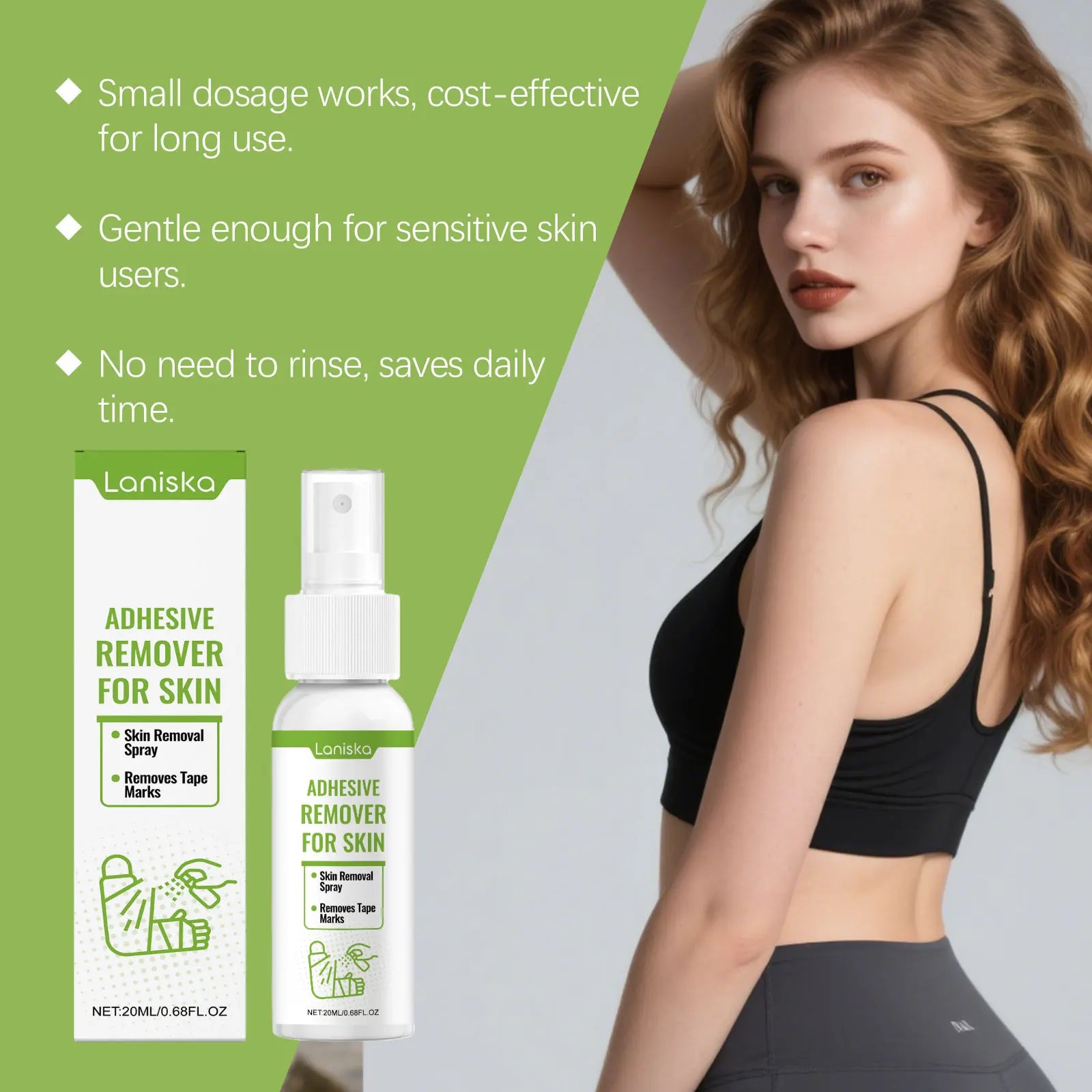 Gentle Adhesive Remover Spray for Skin - Painless Tape and Bandage Residue Cleaner - 15