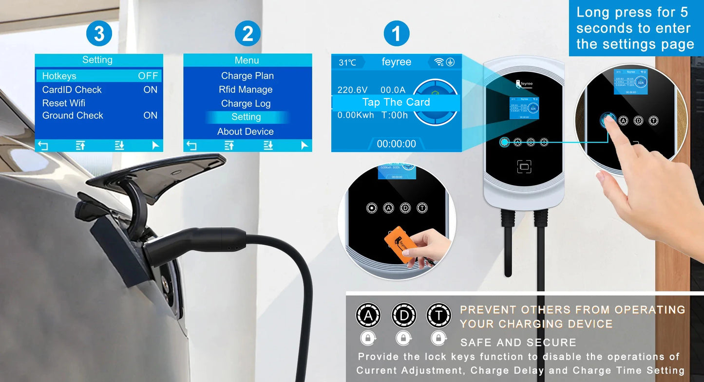 Fast Tesla NACS EV Home Charging Station 7.6KW-12KW WiFi App Control