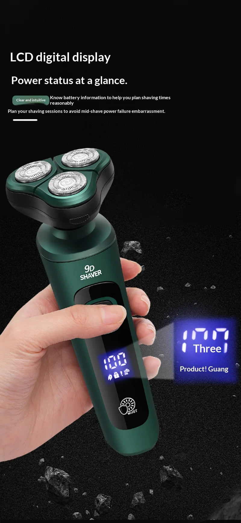 9D Floating Head Electric Shaver - Waterproof Rechargeable Razor