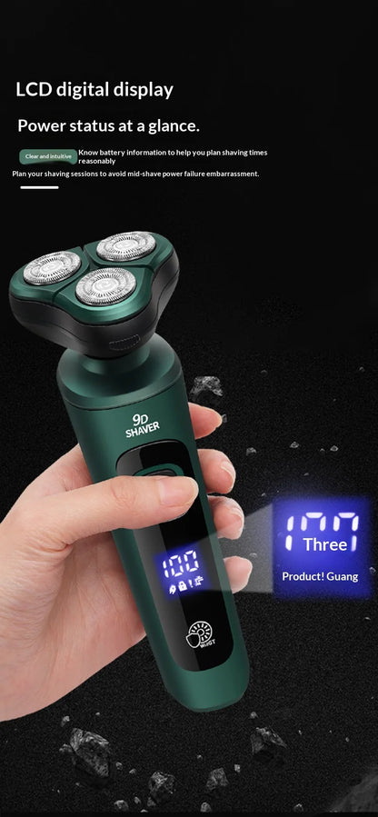 9D Floating Head Electric Shaver - Waterproof Rechargeable Razor