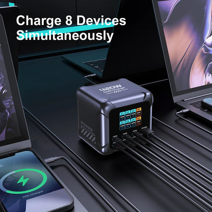 300W GaN 6-Port Fast Charging Station with Digital Display for All Devices