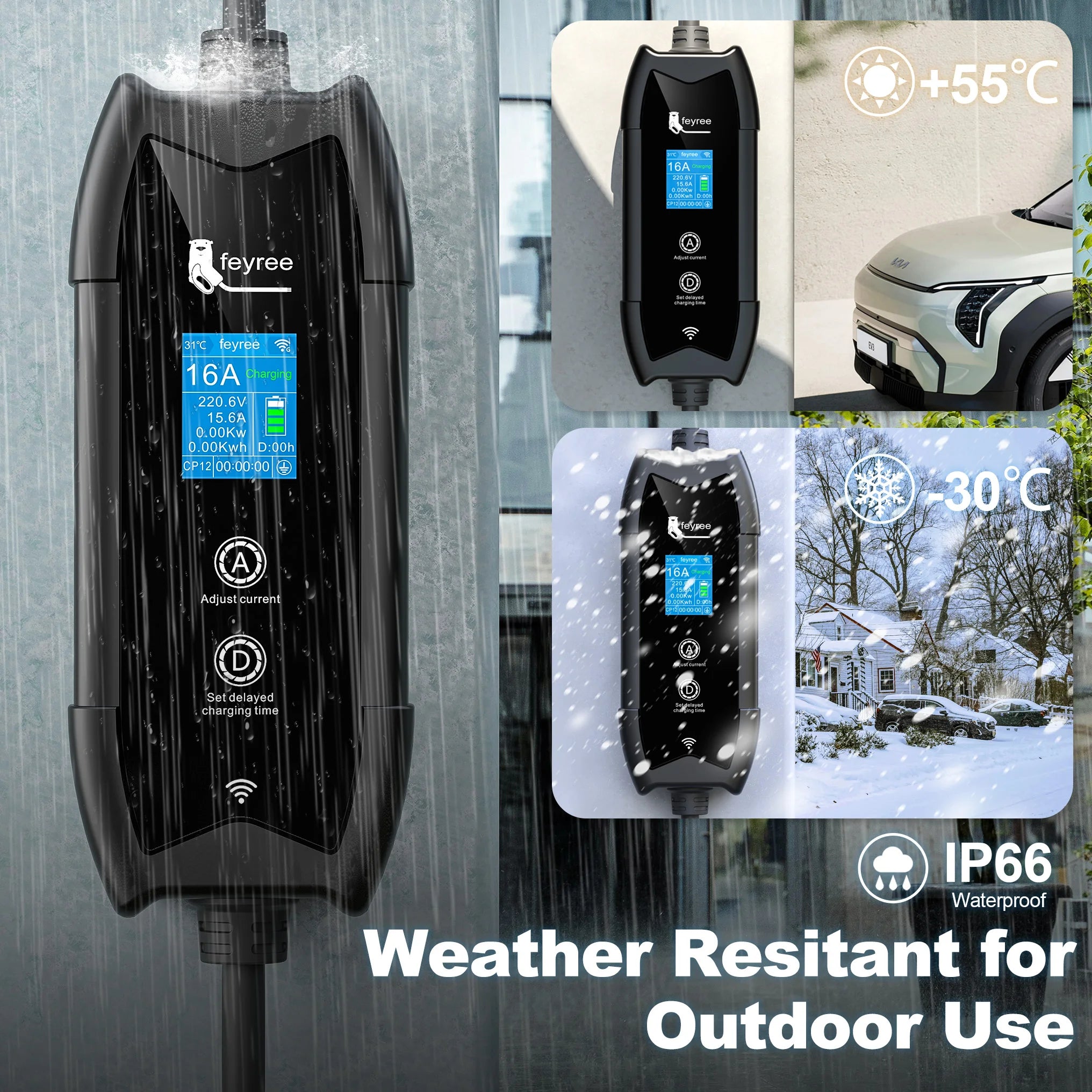 Portable Type 1 EV Charger - 16A 3.5kW Smart App Controlled Charging Cable - 17