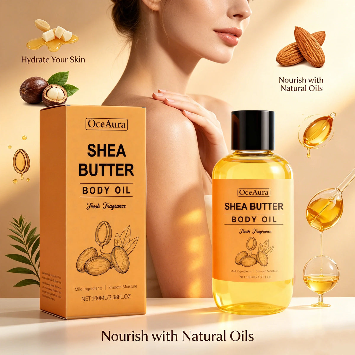 Shea Butter Body Oil for Deep Hydration & Dry Skin Repair