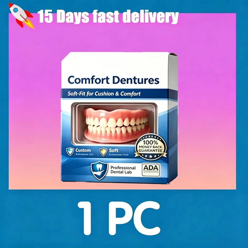 Comfort Fit Silicone Denture Set - Upper & Lower Instant Smile Veneers - 12