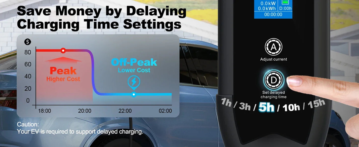 3.5KW Portable EV Charger - Adjustable Current Type 2 Charging Cable