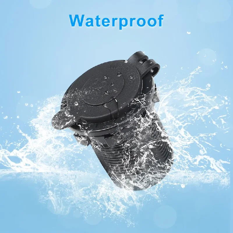 12V Waterproof Car Cigarette Lighter Socket Power Outlet for Vehicles - 12