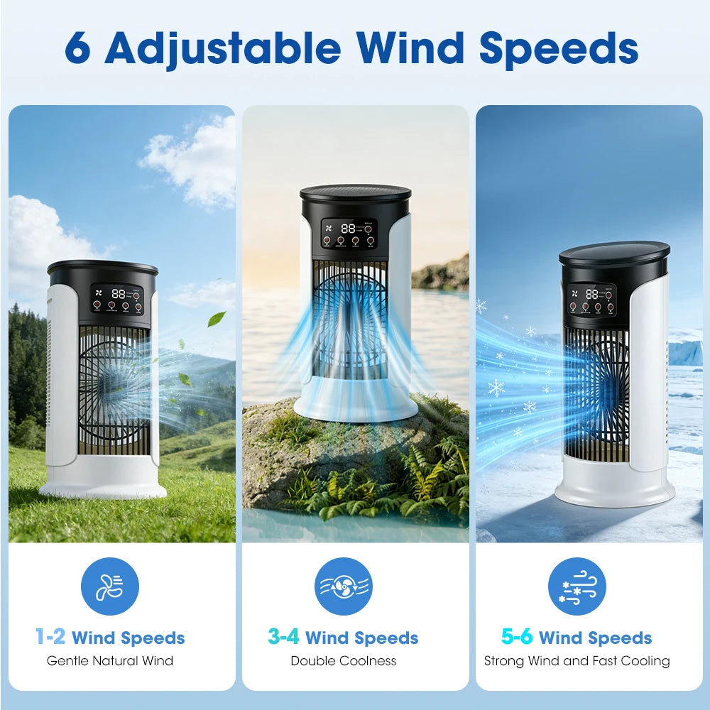 Portable USB Desktop Air Cooler & Humidifier with 6-Speed Cooling Fan - 2