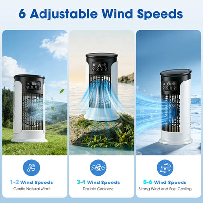 Portable USB Desktop Air Cooler & Humidifier with 6-Speed Cooling Fan