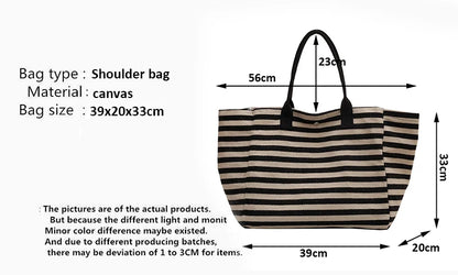 Luxury Casual Striped Canvas Tote