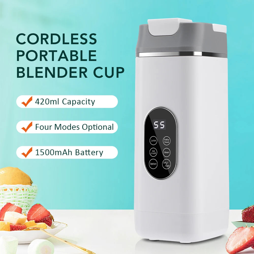 Portable Electric Juicer Cup with 12 Blades & Smart Digital Display