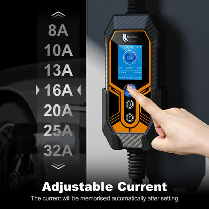 7KW Portable EV Charger - Adjustable 32A Type 2 Electric Vehicle Charging Box