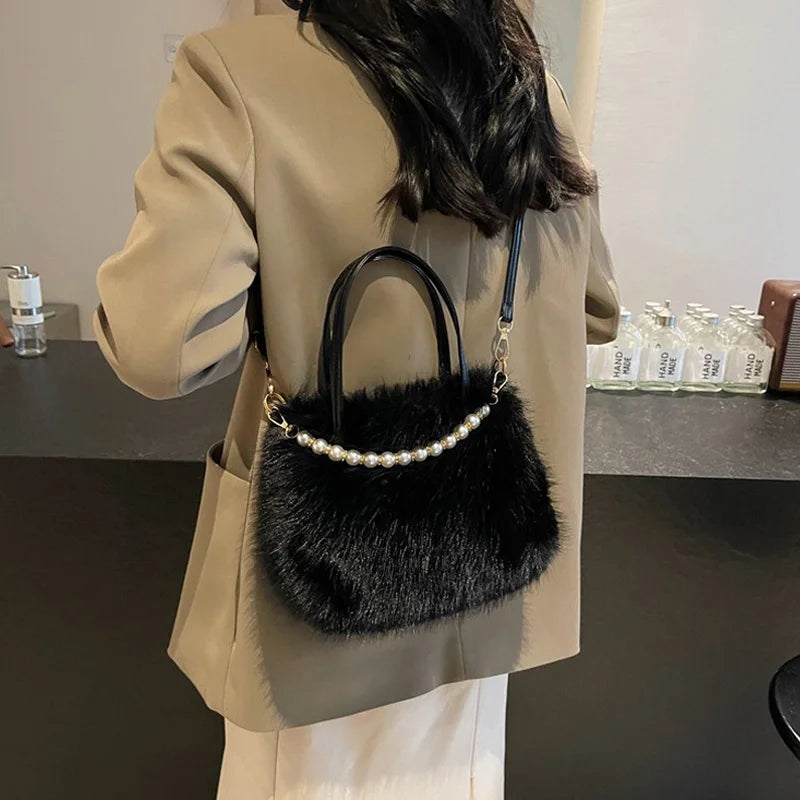 Luxury Plush Pearl Handbag