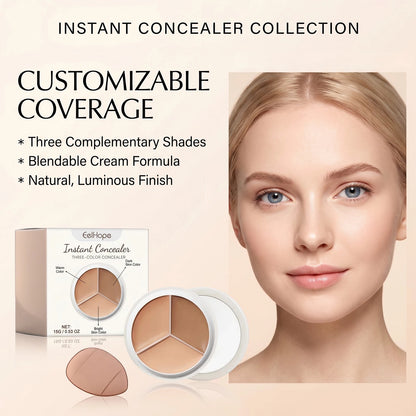 3-Color Cream Concealer Palette for Flawless Coverage & Contouring