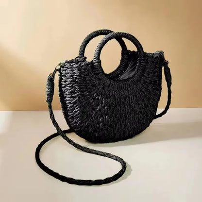 Luxury Orange Straw Handbag