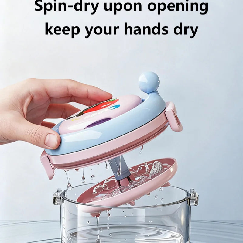 Rotary Denture Cleaning Case with Drainage Tray and Mirror - 6