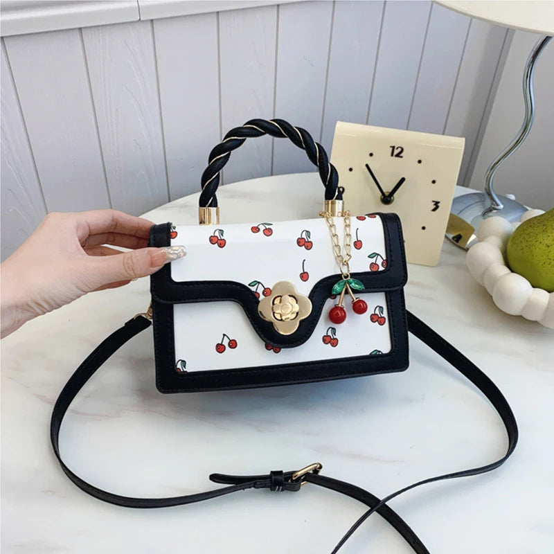 Luxury Cherry Print Square Bag