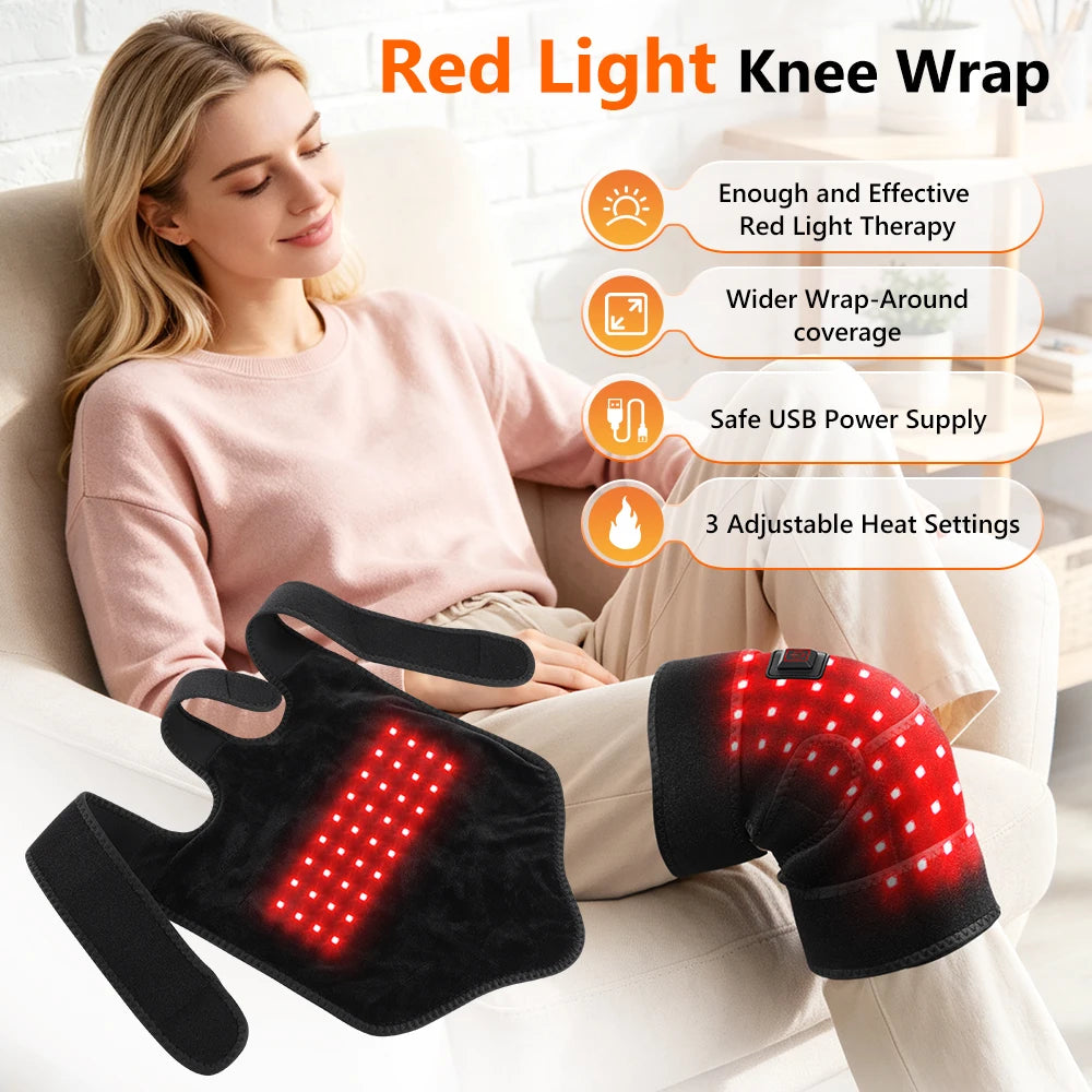 Red Light Therapy Knee Wrap - Heated Joint & Muscle Pain Relief Brace - 1