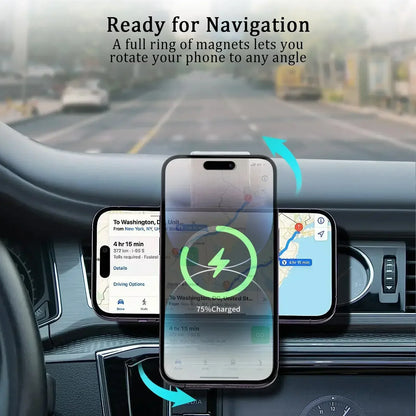 Magnetic Wireless Car Charger for iPhone 16 15 14 13 12 - 15W Fast Mount