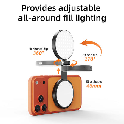 Magnetic 3-in-1 Selfie Ring Light with Phone Stand & Makeup Mirror