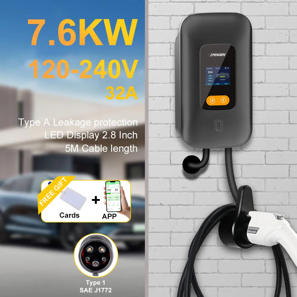 Type 1 EV Charging Station Wallbox – 7.6kW to 12kW Fast Home Charger
