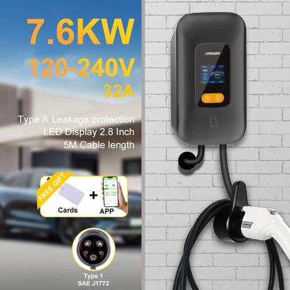 Type 1 EV Charging Station Wallbox – 7.6kW to 12kW Fast Home Charger