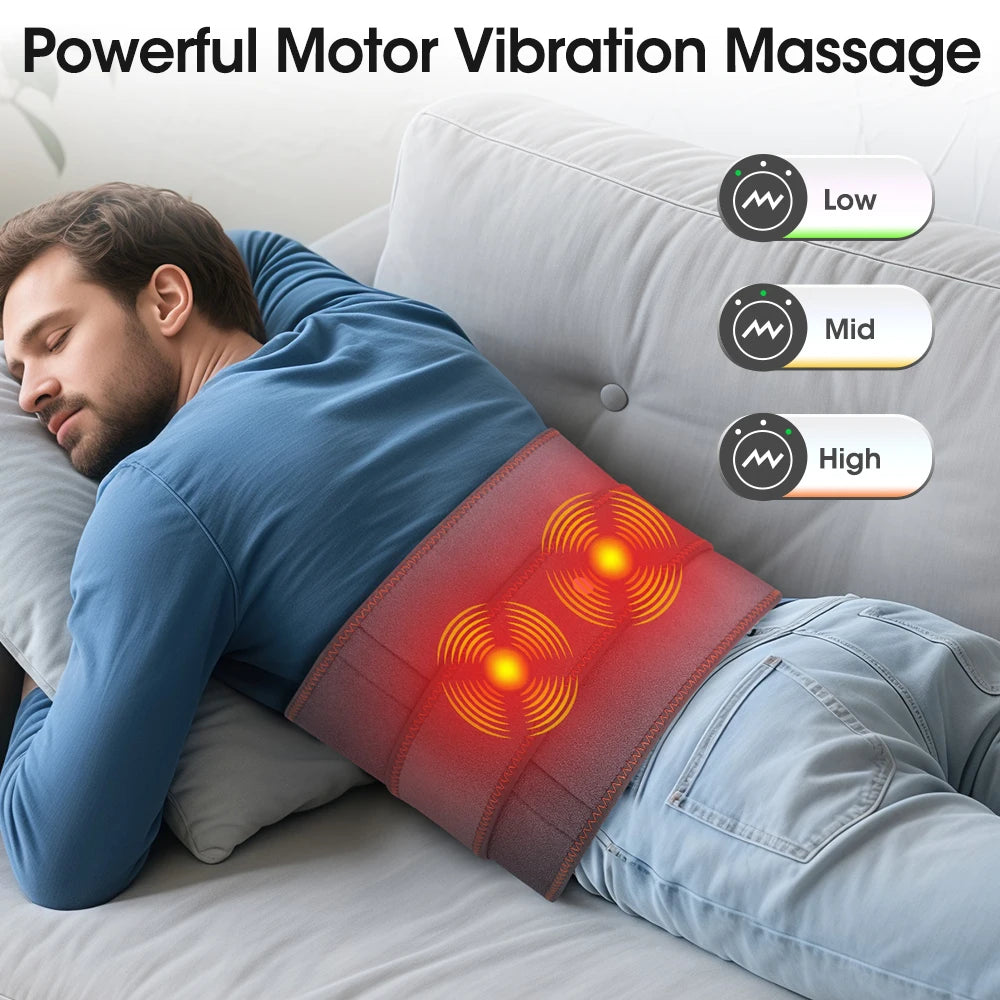 Heated Waist Massager Belt with Vibration Therapy for Back Pain Relief