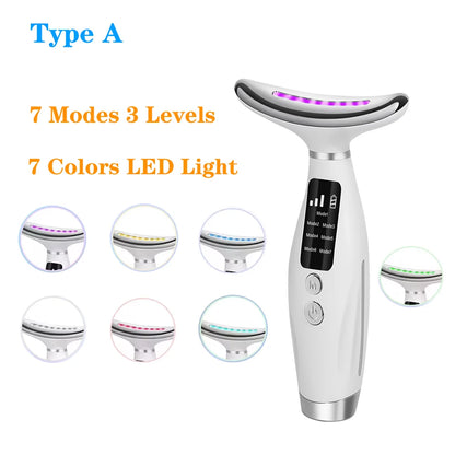 LED Light Therapy Face & Neck Lifting Massager - Anti-Aging Skin Tightening Tool