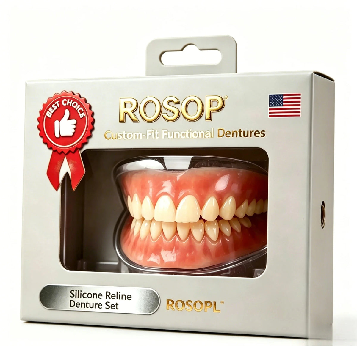 Comfort-Fit Silicone Denture Set for Men & Women - Natural Looking Full Teeth Replacement