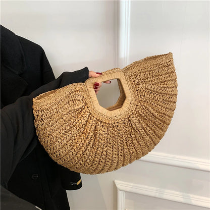 Luxury Half-Moon Straw Tote