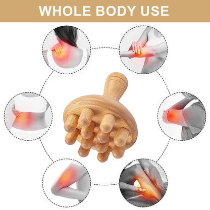 Wooden Mushroom Massager - Manual Wood Therapy Tool for Muscle & Body Relief