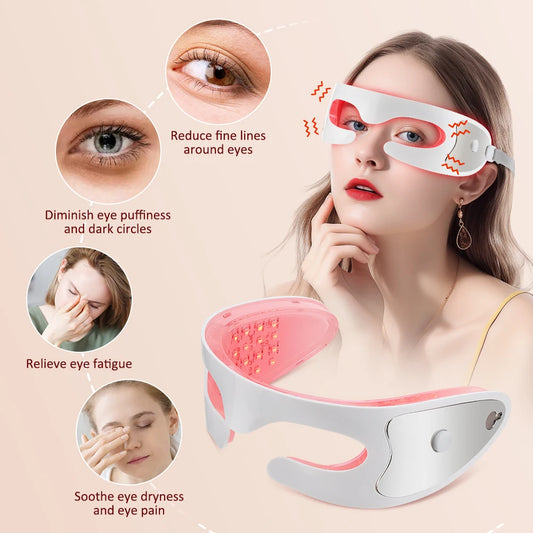 3D LED Red Light Eye Massager with Vibration for Dark Circles & Fatigue Relief